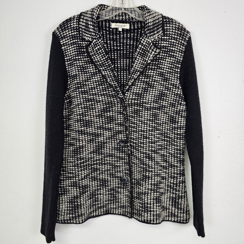 Cocogio Italy Sweater Cardigan Coat Wool Blend Tweed Sz L Quiet Luxury Classic